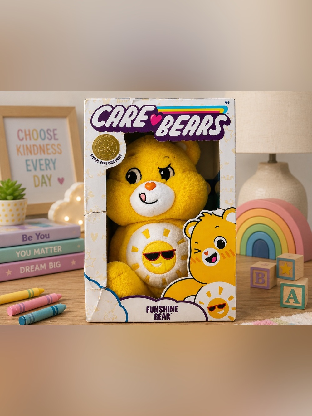 Care Bears Funshine Bear Plush In Box Care Coin Included